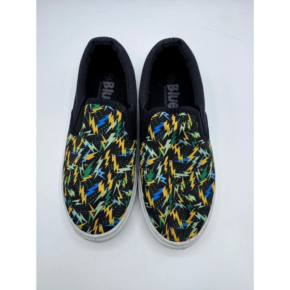 Blue 3‎ Multicolor Slip On Shoes Kids Lightning Bolt Print Sneakers
